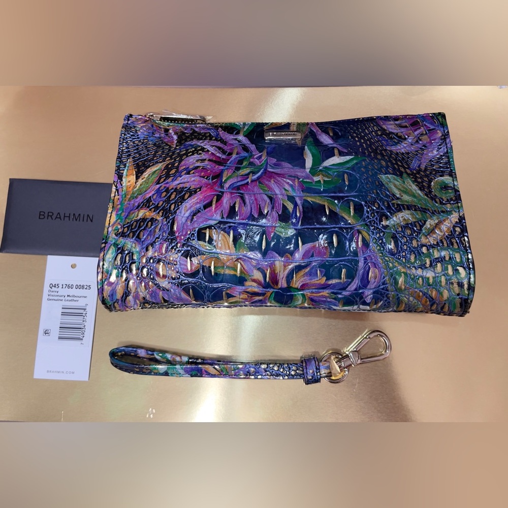 New Brahmin Melbourne DAISY VISIONARY Large Zip Wristlet Clutch